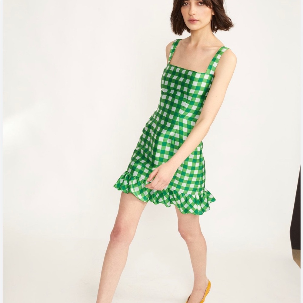 Green gingham MIDI Dress Cynthia Rowley
